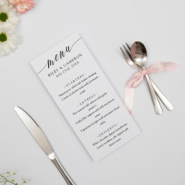 Menu Casamento Elegante De Caligrafia Branca Negra