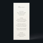 Menu Casamento Elegante de Cinzas Tradicionais<br><div class="desc">Menu de casamento clássico com um simples design com seu monograma e o título em uma caligrafia elegante.</div>