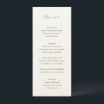 Menu Casamento Elegante de Cinzas Tradicionais<br><div class="desc">Menu de casamento clássico com um simples design com seu monograma e o título em uma caligrafia elegante.</div>