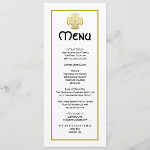 Menu Casamento Elegante De Faux Dourado Cruz Celta