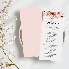 Menu Casamento Elegante de Flor Rosa ELLE