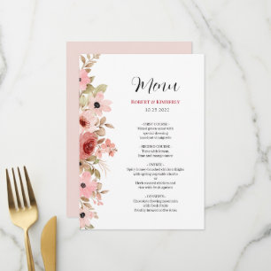 Menu Casamento Elegante de Flor Rosa ELLE
