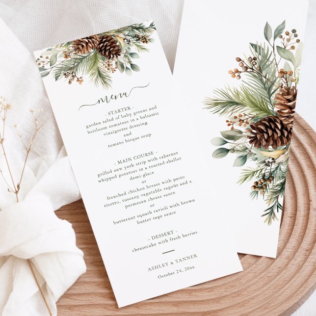 Menu Casamento Elegante de Vegetação de Pinheiro de Inv (Criador carregado)