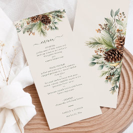 Menu Casamento Elegante de Vegetação de Pinheiro de Inv