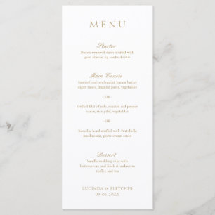 Menu Casamento Elegante Dinheiro Antigo Dourado