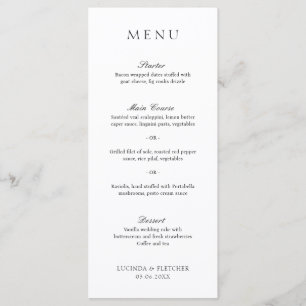Menu Casamento Elegante Dinheiro Antigo Preto e Branco