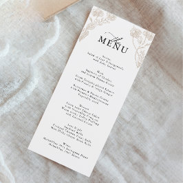 Menu Casamento Elegante do Jardim Rosa de Caligrafia