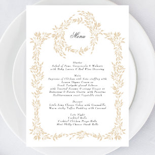 Menu Casamento Elegante do Monograma Blush Crest tradic
