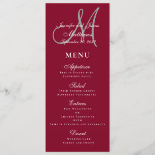 Menu Casamento elegante do monograma do roteiro de