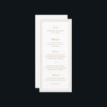 Menu Casamento Elegante Dourado Clássico<br><div class="desc">Menu clássico de casamento "faux gold" com um design simples e mínimo com seu monograma, nomes e data de casamento no topo junto com seu menu cercado por uma dupla borda. As fontes se alternam entre um script elegante, um serif tradicional e fontes sans serif minimalistas. Este menu é excelente...</div>