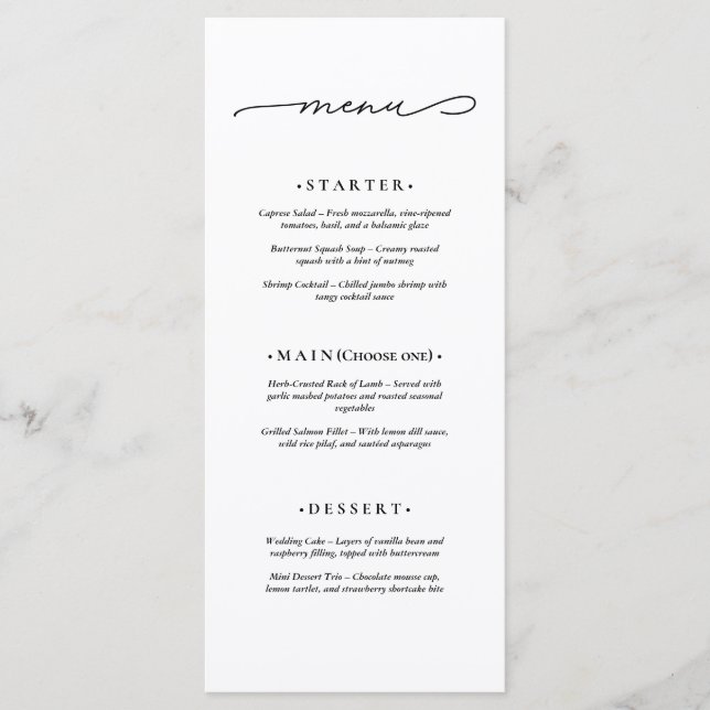 Menu Casamento Elegante e Moderno (Frente)
