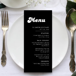 Menu Casamento Elegante e Retrô em Preto e Branco