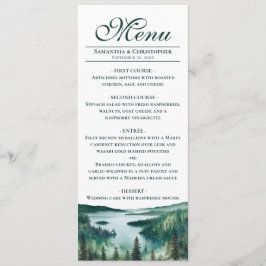 Menu Casamento Elegante e Rústico com Aquarela do Lago 