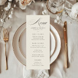 Menu Casamento Elegante Ecru Black Calliografia<br><div class="desc">Menu clássico de casamento com um fundo colorido de sereno e caligrafia negra elegante.</div>