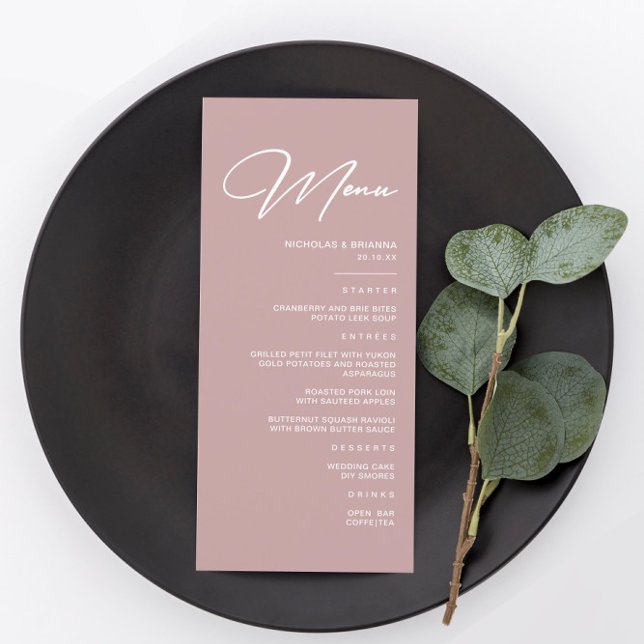 Menu Casamento Elegante em Bege Rosa (Criador carregado)
