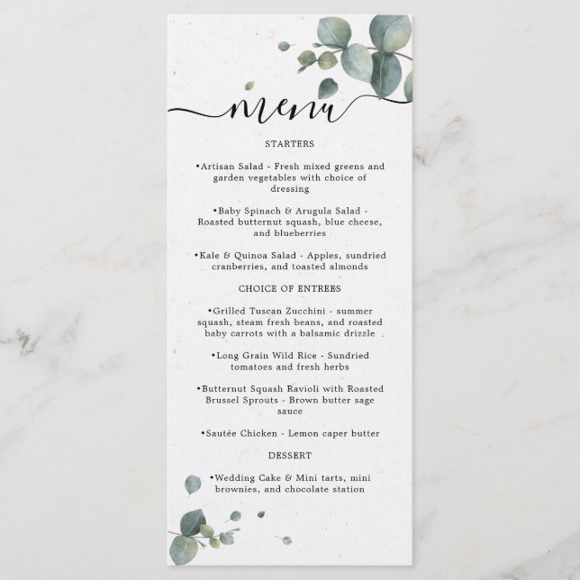 Menu Casamento Elegante Eucalyptus (Frente)