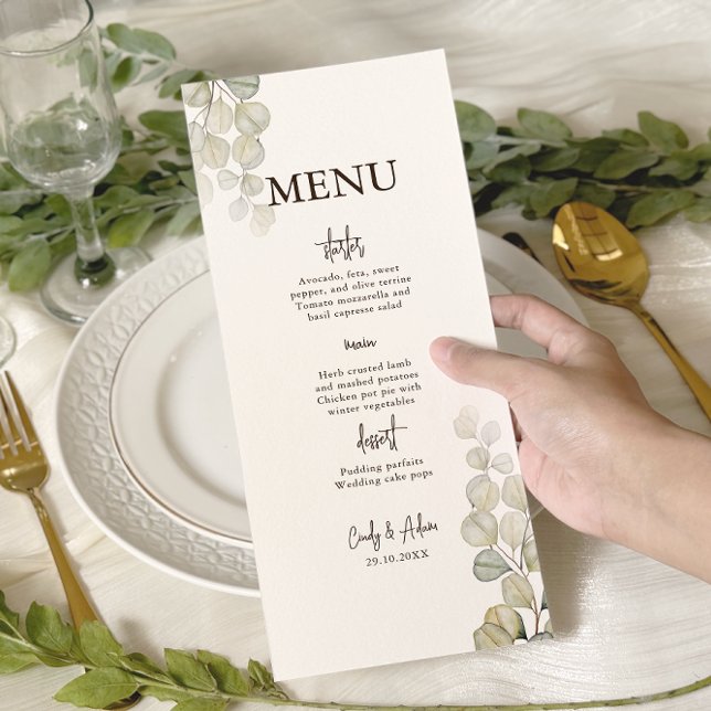Menu Casamento Elegante Eucalyptus Greenery (Criador carregado)