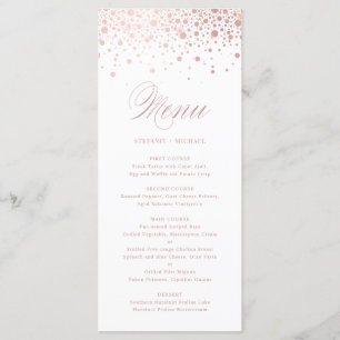 Menu Casamento Elegante Faux Rosa Gold Foil Confetti