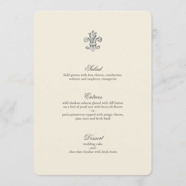 Menu Casamento Elegante Fleur de Lis (Frente)