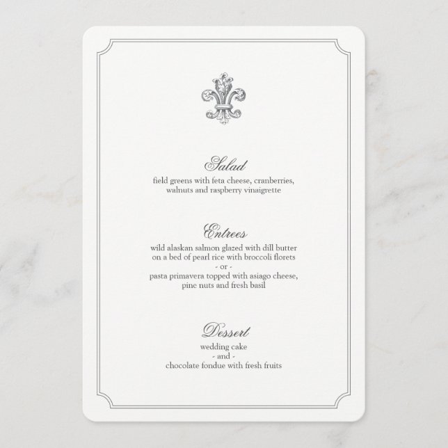 Menu Casamento Elegante Fleur de Lis 2 (Frente)