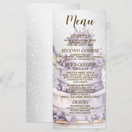 Menu Casamento Elegante Floral de Lavanda de Bolo do Pa