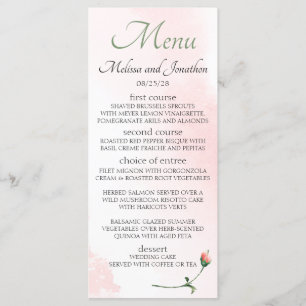 Menu Casamento Elegante Floral de Rosa Rosa Rosa-Rosa-R