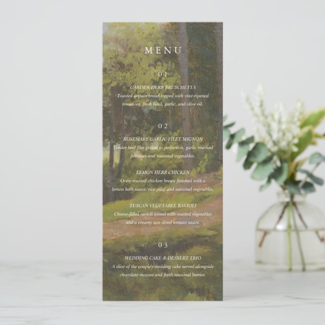 Menu Casamento Elegante Floresta Rústica (Em pé/Frente)