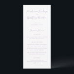 Menu Casamento Elegante Lilac do Script Negrito<br><div class="desc">Menus de casamento clássicos,  com um design simples,  mas elegante,  com seus nomes em script e seus detalhes em fontes serif.</div>