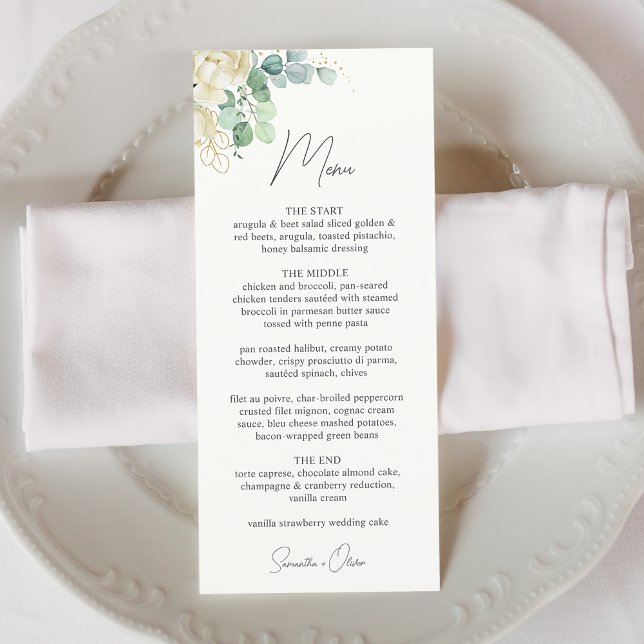 Menu Casamento Elegante Magnólia Eucalipto (Elegant Magnolia Eucalyptus Wedding Menu)