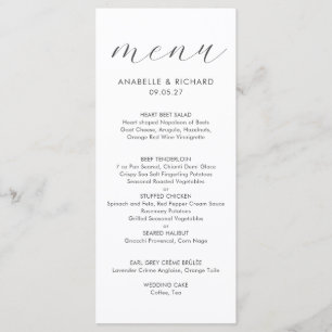 Menu Casamento Elegante Minimalista Cinza Branco
