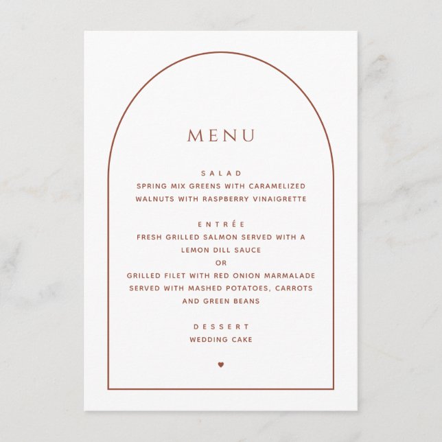 Menu Casamento Elegante Minimalista | Janto de Recepção (Frente)