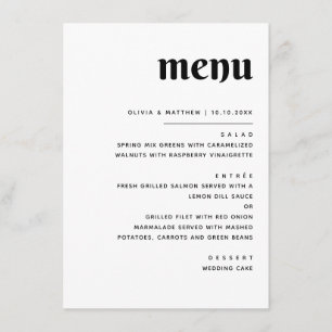 Menu Casamento Elegante Minimalista Janto Preto e Bra