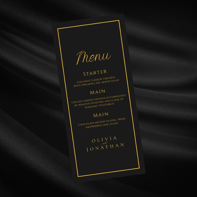 Menu Casamento Elegante Minimalista Negro (Criador carregado)