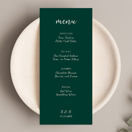 Menu Casamento Elegante Mínimo Emerald Green