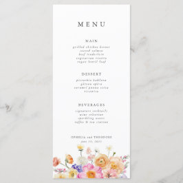 Menu Casamento Elegante Moderno Botânico Brilhante Cor-