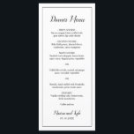 Menu Casamento Elegante Moderno Branco Negro Simples<br><div class="desc">Menu de Casamento Moderno em preto e branco minimalista com o cabeçalho e seus nomes em um roteiro elegante junto com seu menu cercado por uma borda fina. A parte de trás tem o seu monograma no fundo. As fontes e a borda podem ser alteradas para qualquer cor desejada clicando...</div>