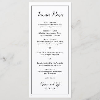 Menu Casamento Elegante Monograma Clássico