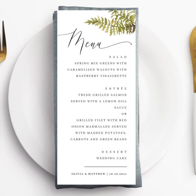 Menu Casamento Elegante na Floresta | Floresta Minimali (Criador carregado)