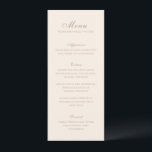 Menu Casamento Elegante Neutral Clássico Sandy<br><div class="desc">Menus clássicos de casamento,  com design simples e eterno,  com roteiro elegante e fontes serif tradicionais.</div>