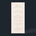 Menu Casamento Elegante Neutral Clássico Sandy<br><div class="desc">Menus clássicos de casamento,  com design simples e eterno,  com roteiro elegante e fontes serif tradicionais.</div>