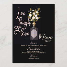 Menu Casamento Elegante Personalizado, Romântico, Preto