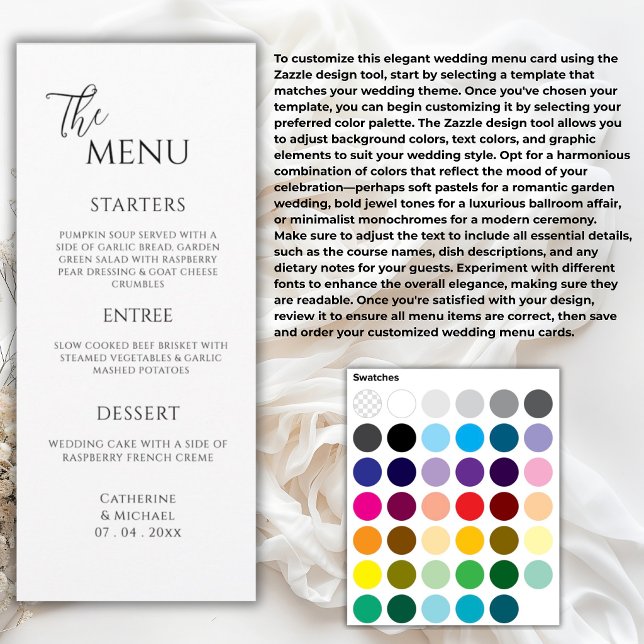 Menu Casamento Elegante Preto e Branco (Criador carregado)