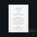 Menu Casamento Elegante Preto e Branco Atemporal<br><div class="desc">Cardápio de casamento elegante com design simples com fontes serifadas e manuscritas dentro de uma borda.</div>