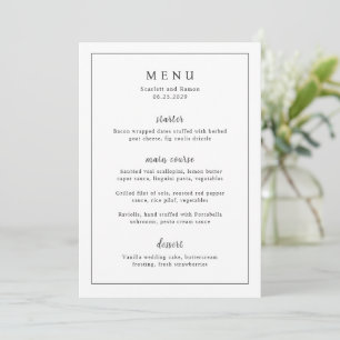 Menu Casamento Elegante Preto e Branco Atemporal