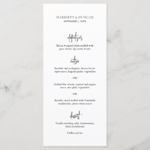 Menu Casamento Elegante Preto e Branco Atemporal