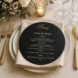Menu Casamento Elegante Preto e Dourado