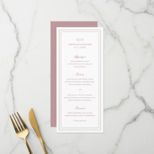 Menu Casamento Elegante Rosa Clássico