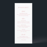 Menu Casamento Elegante Rosa Limpo<br><div class="desc">Menu de casamento elegante com um layout mínimo e limpo com o título em uma fonte muito grande.</div>