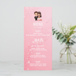 Menu Casamento Elegante Rosa Sparkle