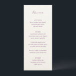 Menu Casamento Elegante Roxo Tradicional<br><div class="desc">Menu de casamento clássico com um simples design com seu monograma e o título em uma caligrafia elegante.</div>
